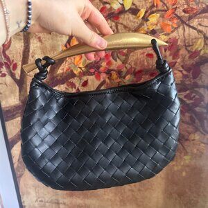 Black Sardine Intrecciato Leather Fish Bag